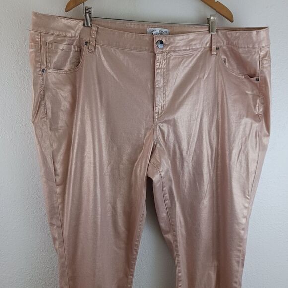 Lane Bryant Mid Rise Super stretch skinny Metallic Rose Gold jeans 28 - Picture 3 of 8